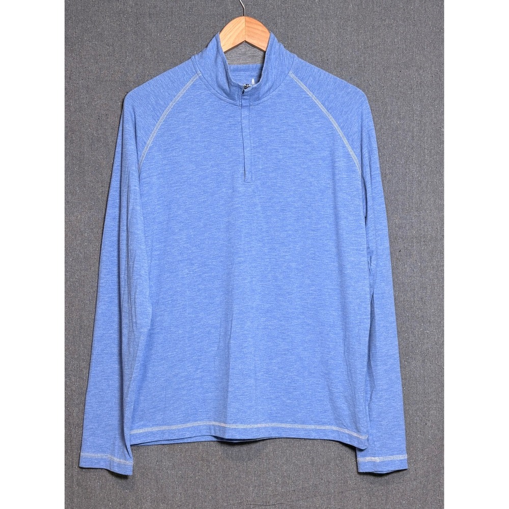 Johnnie-O Mens Marlin Blue Heather Bamboo Quarter Zip Pullover Size M